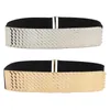 Ceintures 4.6cm de large élastique noir ceinture or métal poisson peau ceinture pour femmes Cinto Feminino fête bijoux robe chaîne