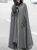 Cape de Cape Zanzea Fashion Fashion Automne Automnies occasionnels Sweat à capuche Long Capes Coats Ponchos Solide Vestes de manteau d'hiver Cosplay Coat Outwear 231023