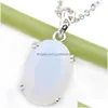 Pendant Necklaces Luckyshine 6Pcs Natural Stone Moonstone Gems 925 Sterling Sier Oval Vintage For Womenwedding Engagement Pendants J Dh7Ov