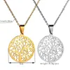 Pendant Necklaces Hollow Out Tree Of Life Stainless Steel Necklace Gold Silver Color Statement For Women Jewelry Colgantes Mujer Moda