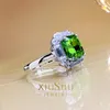 Cluster Rings Giant ! 3 Daily Style Ring Small Design Sense High Grade 925 Silver Carbon Diamond Olive Emerald