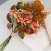 Fleurs décoratives Bouquets de fleurs artificielles jaune automne simulation centres de table décoration pour 2024 maison fête de mariage bricolage décor