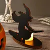 Castiçais de Halloween Castiçal Atmosfera Interior Decorações Criativas De Madeira Bruxa Titular Ornamento de Festa 231023