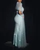 Vintage kantar Suknie wieczorowe syreny z perełką z perełki z boku rozcięcia sukienka satyna długa damska sukienka Specjalna okazja
