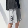 Herr shorts män knapp kroppsbyggande elastisk midja baggy rak casual all-match chic ins manliga byxor enkel koreansk stil