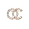 18K Plaqué Or Charme Marque Broche Double Lettre De Luxe Designer Pin pour Femmes Strass Perle Broches Bijoux De Fête De Mariage 20style