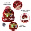 Berretti con teschio/berretti con teschio Cappello di Natale maglione Cappello di fagiolo lavorato a maglia di alce di Babbo Natale con luci a LED modello cartone animato Forniture di Capodanno per bambini Regali di Natale 231023