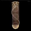 Lâmpadas pendentes Modern Crystal Chandelier LED Spiral Iluminação Escada Lâmpada Mostrar Quarto El Lobby Interior Instalação