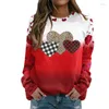 Sweats à capuche pour femmes Femmes transfrontalières européennes et américaines 3D imprimé col rond sweat à capuche confortable noël saint valentin amour femmes