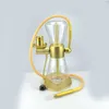Arabic single tube gravity hourglass glass metal detachable rotary water pipe