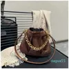 Mode Schnalle Kette Ritter Leder Handtaschen Vintage Damen Desigenr Geldbörsen Lady Brown Kordelzug Schulter