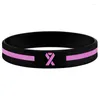 Charm-Armbänder, 5 Stück, schwarzes Brustkrebs-Bewusstsein, rosa Band, Silikon-Armband, Armband, Armband
