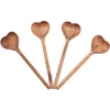 Cuillères cuillère à dessert fiable en forme de coeur en bois à long manche en arc circulaire servant le mélange