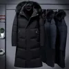 Herren-Daunenparkas, Winter-Daunenjacke für Herren, mit Kapuze, Pelzkragen, modisch, lässig, warme Jacke für Herren, Business-Kleidung, langer Overknee-Mantel für Herren, 231023