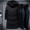 남자 다운 파카스 겨울 다운 재킷 남성 후드 페드 칼라 패션 캐주얼 따뜻한 재킷 남성용 비즈니스웨어 남성용 긴 코트 231023