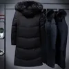 Parkas pour hommes hiver doudoune hommes à capuche col de fourrure mode veste chaude décontractée pour hommes vêtements d'affaires manteau Long au dessus du genou pour hommes 231023