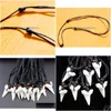 Pendant Necklaces Fashion Wholesale Mixed 12Pcs Imitation Yak Bone Shark Tooth Necklace White Teeth Amet For Men Womens Jewelry Mn57 Dhi81