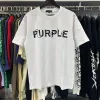 Maglietta stampata con lettere vintage estive pesanti di marca viola Ss Maglietta ampia oversize unisex a maniche corte Hip Hop Tshirt XL7O