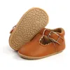 Babyschoenen KIDSUN Geboren Baby Schoenen Streep PU Leer Jongen Meisje Peuter Rubberen Zool Antislip Baby Mocassins