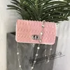 Designer Shiny Diamond Handbag M Shoulder Bag Underarm Bag Button Closure Chain Soft Sheepskin Dermis Pink Leather mius Shoulder Straps Removable Shoulder Strap