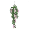 Decorative Flowers 130CM 3fork 8head Lantern Flower Wall Hanging Wedding Ceiling Decoration Simulation Cage Wisteria Artificial Creeper Ivy