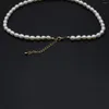 Pendanthalsband 6-7 mm naturligt sötvatten pärlpärla halsband ris form lös pärlor för kvinnor juvelfest gåva 37 cm