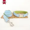 Dog Collars 2023 Handmade Petcircle Light Fresh Blue Pet Leash Traction Rope Pets Dogs Collar For Small And Large XS-XL