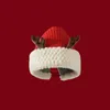 ギフト〜かわいい鹿のぬるぬるぬいぐるみ帽子子供の冬の暖かい汎用性のある白いカップル編み帽子