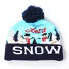 クリスマス雪だるまエルククリスマスツリー冬の暖かさのためのボールで編み帽子を導いたカラフルなライト大人の子供の装飾帽子ハロウィーンパーティーキャップP115