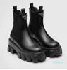 Monolith – bottes à plateforme en cuir brossé, bout rond noir, bottes Martin pour dame, bottines de moto en cuir de veau, EU35-40