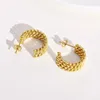 Hoop Earrings Personality Twist Weave Cuba Women Trendy Stainless Steel Stacked Hoops Ear Buckle Punk Vintage Jewelry Gifts