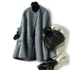 Mantella da donna Elegante mantello da donna Cappotto di lana scozzese Giacca da donna di media lunghezza Autunno Inverno Moda Girocollo Manica a 3/4 Poncho con bottoni larghi 231023