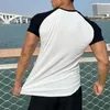 T-shirts pour hommes Chemise en coton d'été Hommes à manches courtes Couleur unie Haute qualité T-shirt Raglan Simple Patchwork Tees