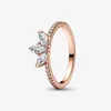 Cluster Rings S925 Sterling Silver Classic Rose Gold Magnolia Flower Ring Fits Designing Original Fashion Style DIY utsökta smycken