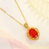 Engagement jewelry Ruby Pendant Necklace with Diamonds in 14K Rose Gold Chain included with Pendant.