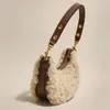 Avondtassen Leuke Fuzzy Dames Kleine Pluche Schoudertas Lamsachtige Stof Crossbody Dames PU Rits Portemonnee Onderarm Reishandtas