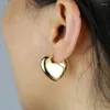 Boucles d'oreilles créoles plaquées or poli, simples, en forme de cœur, pour femmes et filles, classiques, à la mode, forme géométrique, cadeaux de mariage, bijoux, 2023