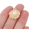 Charms 5 X Goud Kleur Sea Shell Imitatie Parel Hangers Kralen Voor DIY Oorbellen Ketting Sieraden Maken Bevindingen Accessoires