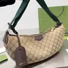 Designer Men Ophidia Large Half Moon Crossbody Bag Italy Luxury Brand Monograms Canvas Pattern Hobo Handbag Boy Green Red Stripes Cross Body Strap Shouler Bags