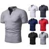 Polos pour hommes 2023 Mode Henry Collar Plaid Couleur Correspondant Polo à manches courtes