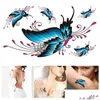 Tijdelijke tatoeages Tattoo Sticker Waterproo Women039S 3D F Body Art Decals Fake Tatoo Taty Butterfly Tattoo3347462 Drop Delivery Heal Dhwms