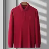 Herrpolos high-end Autumn Clothing Lapel Högkvalitativ långärmad affärsverksamhet Casual Solid Color Polo Shirt Designer Embroidery M-4XL