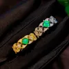 Anelli a grappolo Anello con pietra preziosa verde smeraldo alla moda con ornamento regalo in argento per anniversario di festa di compleanno per il presente fidanzamento con gemma naturale