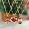 Pendant Necklaces Fashion Christmas Santa Claus Tree Bell Necklace For Women Xmas Snowman Hat Crystal Chain Choker Year Jewelry Gift