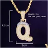 Pendant Necklaces Hip Hop Snow Cap Custom Letters Pendant Necklace Combination Name 24Inch Tennis Necklaces Zirconia Jewelryzz Jewelry Dhhm3