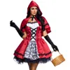 Costume d'Halloween Femmes Designer Cosplay Costume Halloween Costume Adulte Contes de Fées Jeu de Rôle Costume Imprimer Petit Costume de Chapeau Rouge