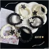 Hair Pins Black And White Star Sweet Cool Ring Korean Girl Cartoon Original Sufeng Five-Pointed Versatile Rope Student Head Drop Del Dhoh8