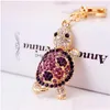 Keychains Lanyards Creative and Lovely Diamond Inlaid Turtle Car Key Chain Womens Bag Accessories Animal Metal Pendant Drop Delivery Dhzld