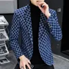 Costumes pour hommes Blazers Automne Hiver Hommes Costume Veste De Luxe Mode Personnalité Costume Fit Loisirs Confort Classique Plaid British Fashion Blazer Manteau 231021