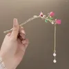 Fermagli per capelli Forcine per capelli in stile cinese retrò Clip a farfalla Cristallo lungo Nappa Forcina Bastoncini Accessori per gioielli per la festa nuziale della sposa